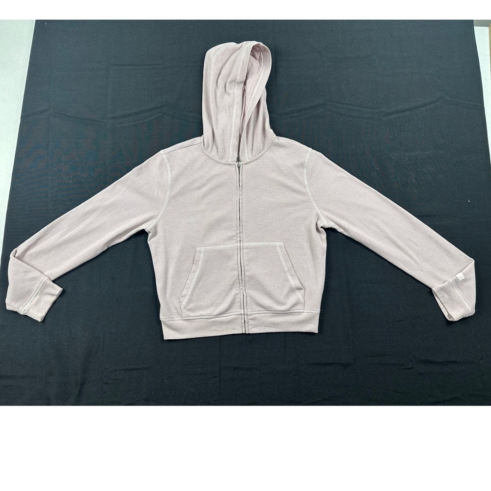 Fabletics Womens Mauve Waffle Knit Full Zip Hoodie Jacket XS Pink Thermal Sweat